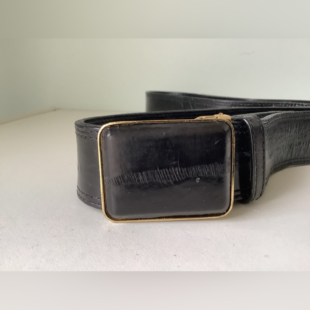 New vintage SOFT eelskin black leather belt